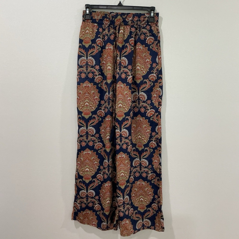 Chelsea & Theodore Women Pants Boho Elastic Waist Wide Leg Size XS Medallion